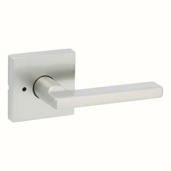 Halifax Lever with Square Rose Privacy Door Lock with RCAL Latch and RCS Strike Satin Nickel Finish, Kwikset, Mfr#: 730HFLSQT-15R